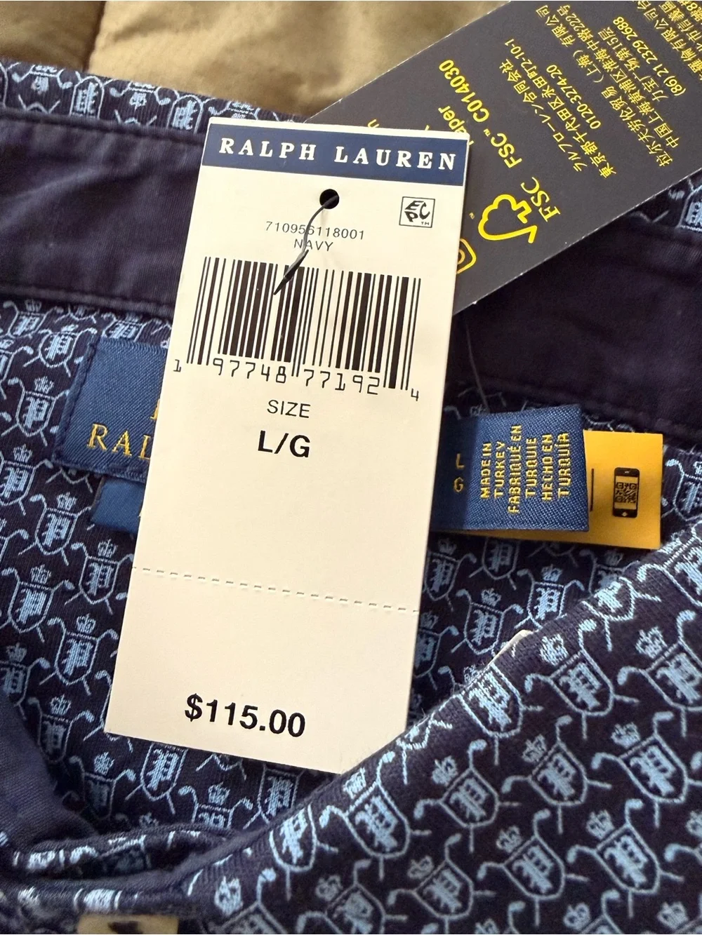 Polo Ralph Lauren ⛳️ Navy & Light Blue all over Golf Crest Pattern